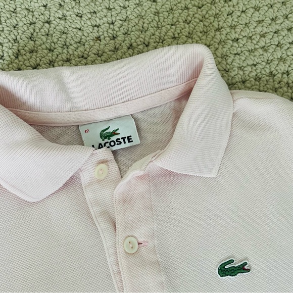 Boys Lacoste short sleeved pink Polo t-shirt, sz 12. Good used condition. - Picture 1 of 6